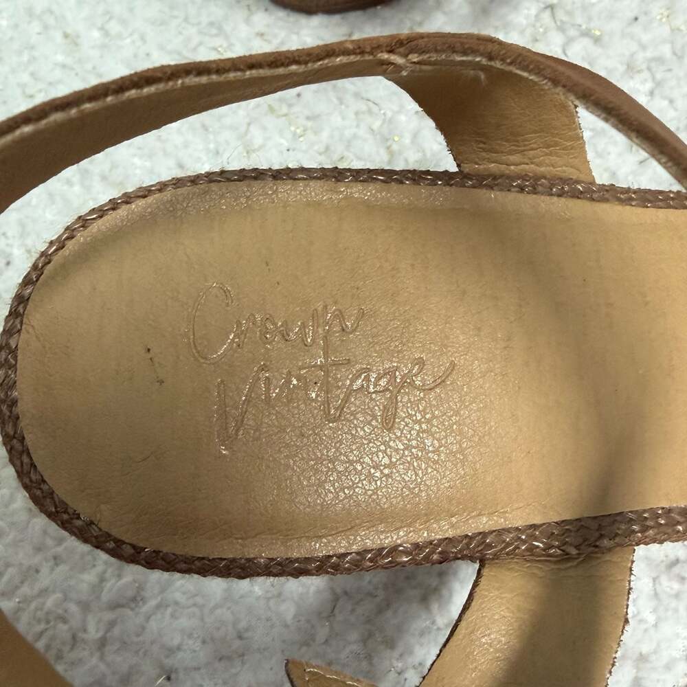 Crown Vintage Elese Leather Ankle Strap Wedge Sandals Size 9.5 M Summer Beach - Picture 2 of 9